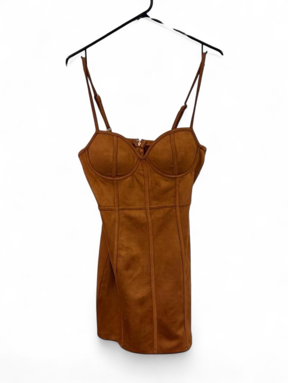 IRIS Brown Suede-Look Bustier Mini Dress